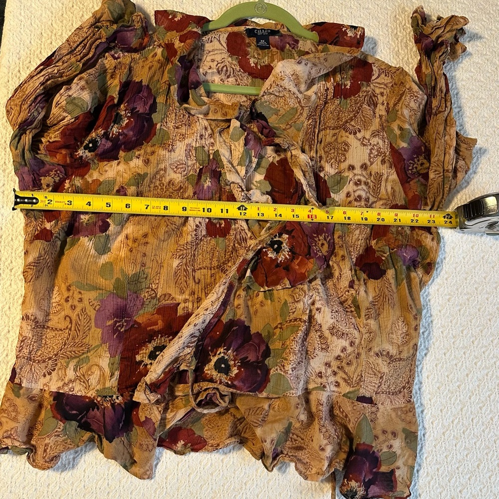 Chaps Multicolor Floral Ruffle Blouse - Picture 15 of 15